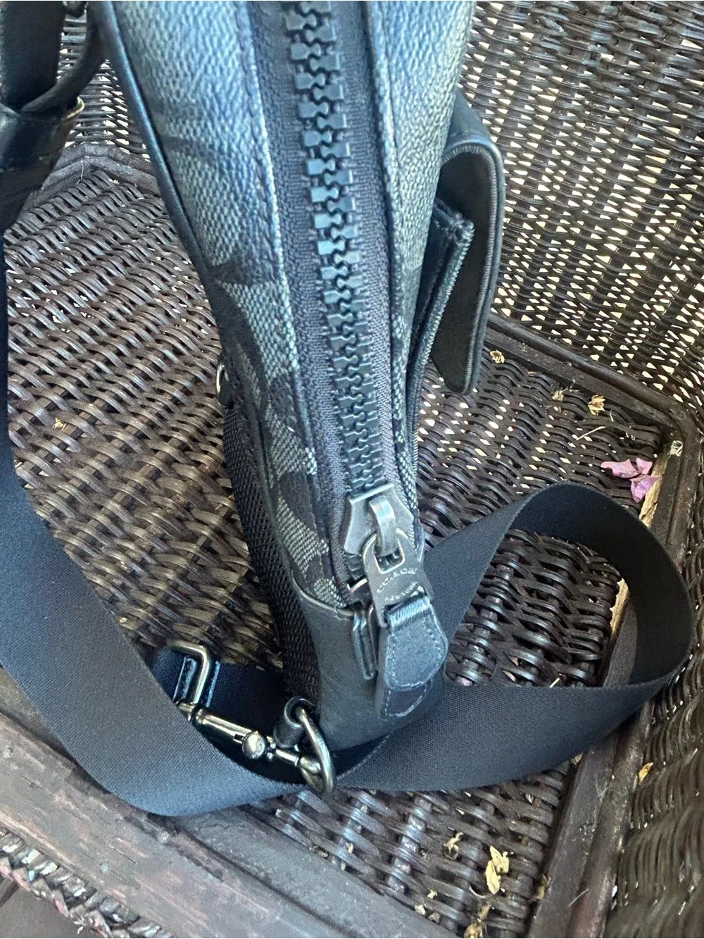 COACH Men’s Black Signature Track Pack  chest  Sling Bag